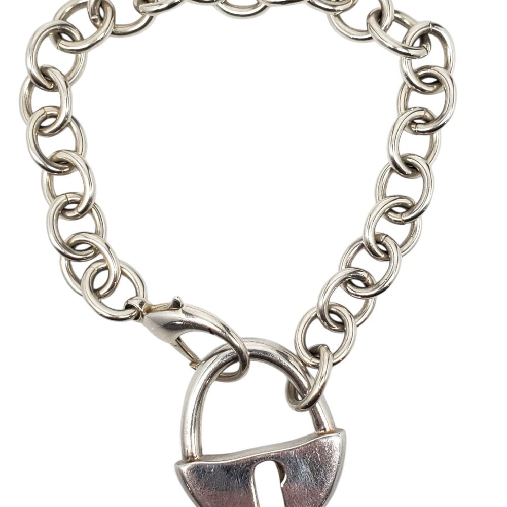 Robert Lee Morris Sterling Silver Padlock Charm Link Bracelet #23657 - Picture 15 of 16